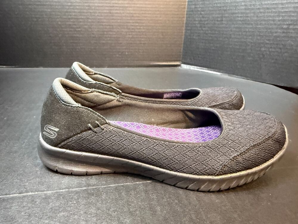 Skechers Women Air Cooled Memory Foam Sneakers 6.5 Black Slip On Casual Shoes